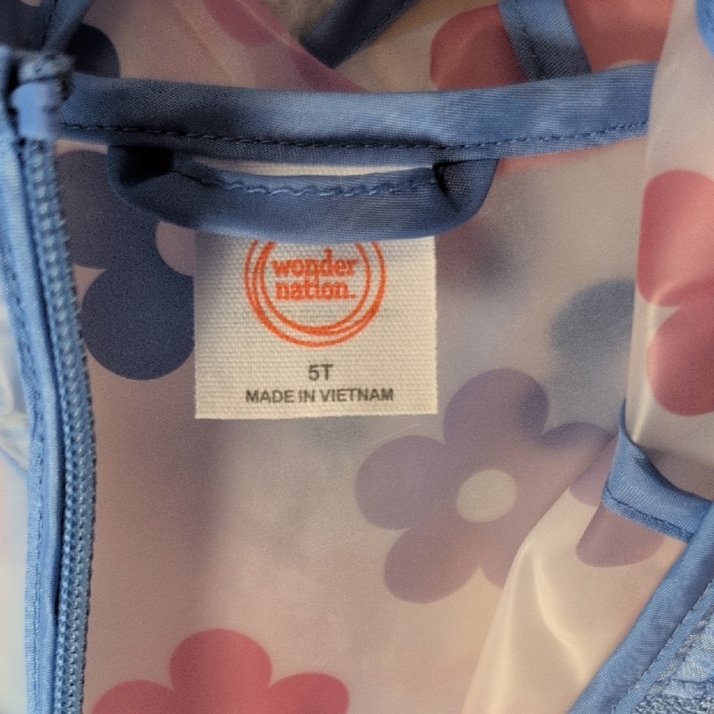Wonder Nation Floral Kids Raincoat - Blue and Pink - Picture 2 of 2